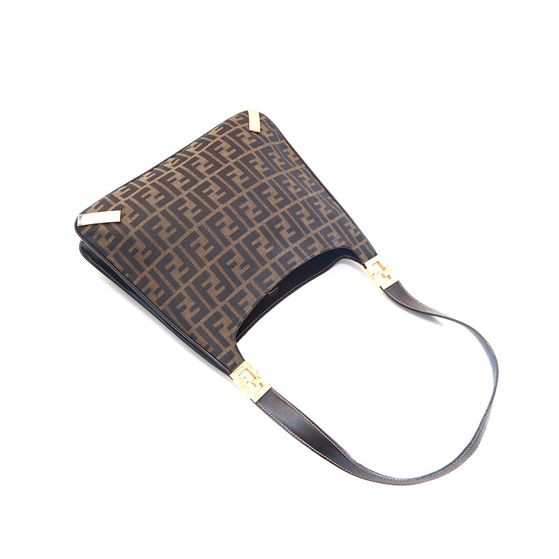 フェンディ FENDI ズッカ キャンバス ショルダーバッグ ブラウン