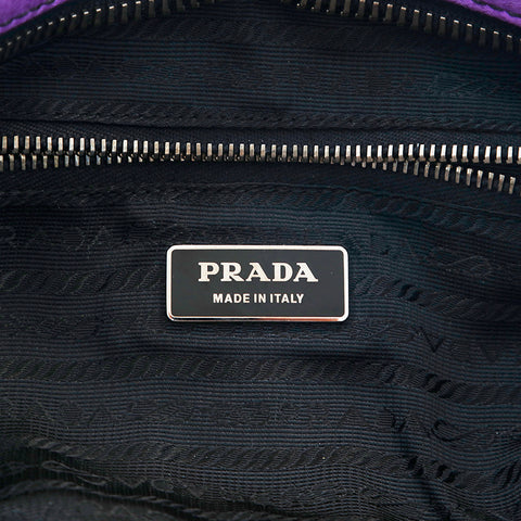 プラダ PRADA 三角ロゴ サテン ハンドバッグ パープル P16186