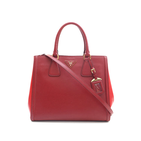 PRADA 】美品 サフィアーノ限定色ボルドー cerise - バッグ