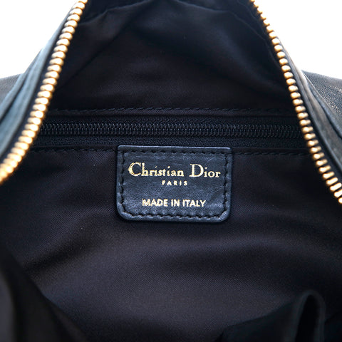 クリスチャンディオール Christian Dior ジプシースモール ホーボー レザー 黒 パンチングフリル ショルダーバッグ ブラック P16236