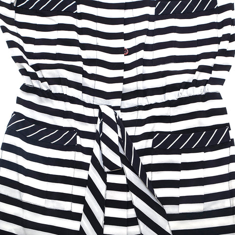 Chanel Stripe Dress Silk White x Black P16238