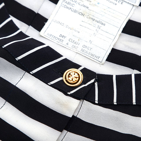 Chanel Stripe Dress Silk White x Black P16238