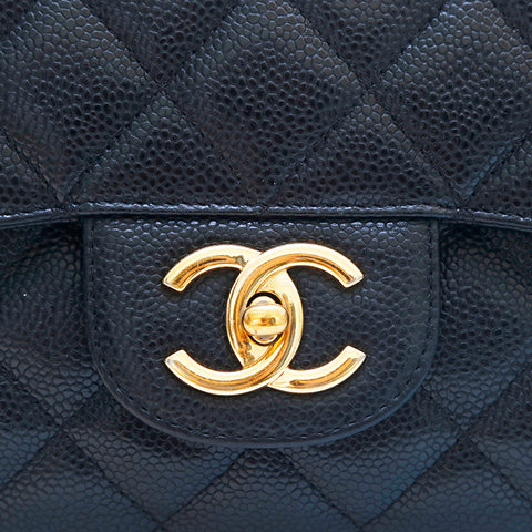 シャネル CHANEL キャビアスキン マトラッセ ダブルフラップ ショルダーバッグ ブラック P16245