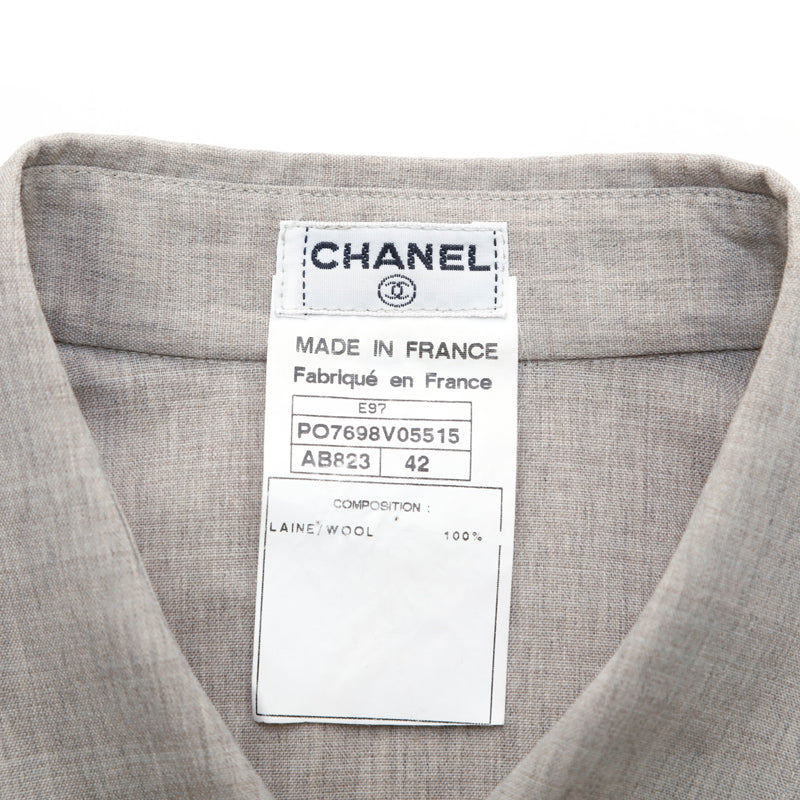 シャネル CHANEL ココマーク ボタン 半袖シャツ 麻・リネン グレー