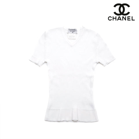 シャネル CHANEL Vネック カットソー ホワイト P16268