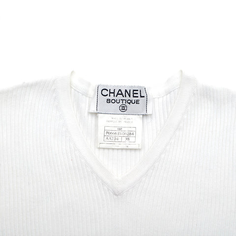 シャネル CHANEL Vネック カットソー ホワイト P16268