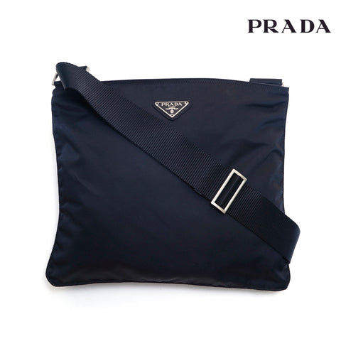 プラダ PRADA ロゴ ナイロン ショルダーバッグ ブラック P16371