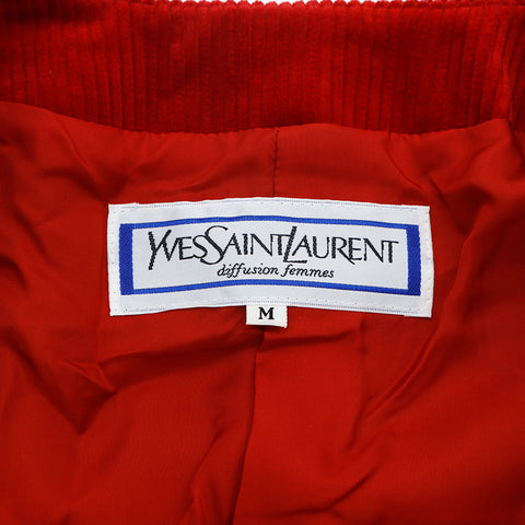 イヴ・サンローラン YVES SAINT LAURENT スーツ ジャケット スカート セットアップ ベロア レッド P16394