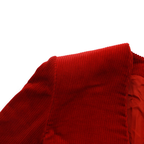 イヴ・サンローラン YVES SAINT LAURENT スーツ ジャケット スカート セットアップ ベロア レッド P16394