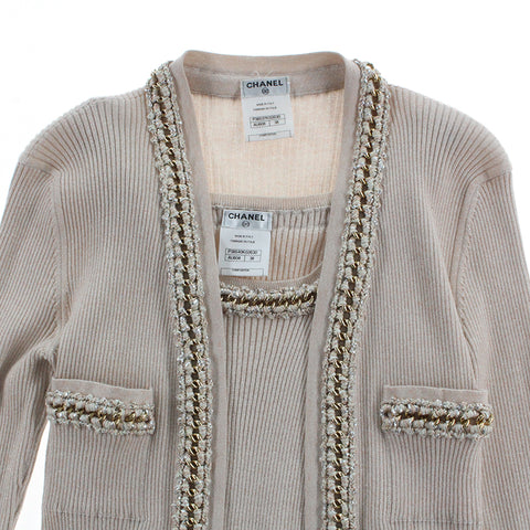 Chanel CHANEL Cashmere Mixed Ensemble Cardigan Tops Pale Pink P2782