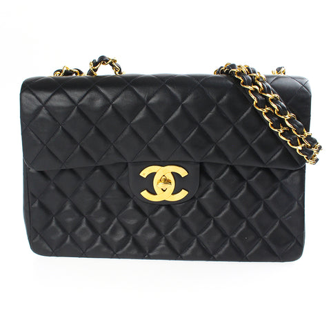 シャネル CHANEL デカマトラッセ チェーン ショルダーバッグ 3番台 レザー ブラック P2785