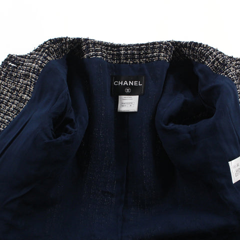 シャネル CHANEL ビジューボタン ツイード ジャケット M8679 ネイビー P2845