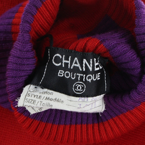 Chanel CHANEL Coco button Merino Wool Knit One Piece Red P2861
