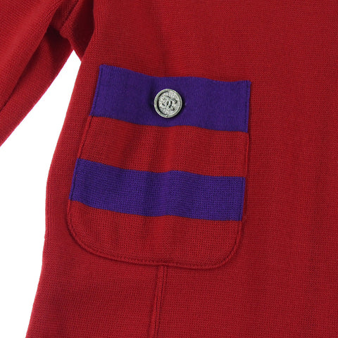 Chanel Chanel Coco Button Merino Wolle ein Stück rot P2861
