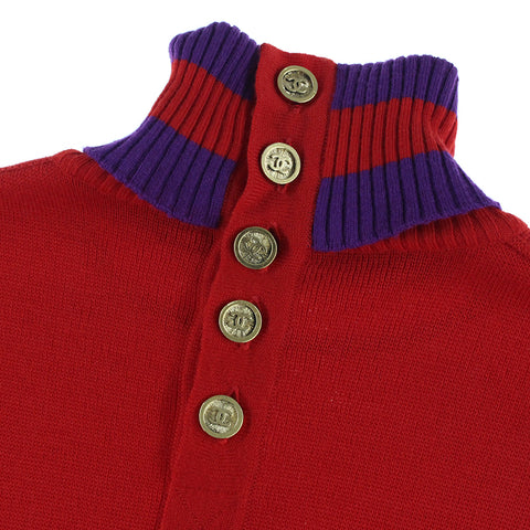Chanel Chanel Coco Button Merino Wolle ein Stück rot P2861