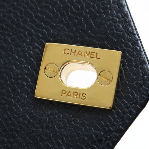 Chanel CHANEL Turn Lock Handbag Semi Shoulder Bag 5th Leather Black P2915