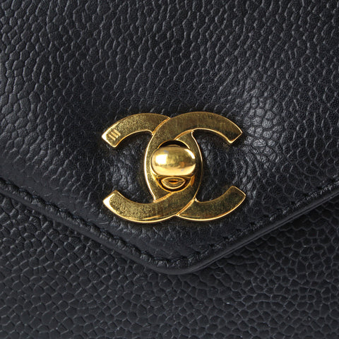 Chanel Chanel drehen Verriegelung Handtasche Halbumhängetasche 5. Leder Schwarz P2915