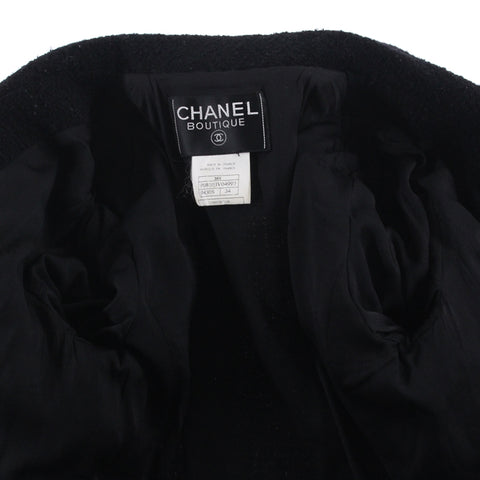 シャネル CHANEL ツイード ジャケット スカート セットアップ ブラック P2926