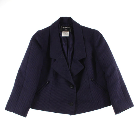 Chanel CHANEL Short Length Wool Jacket Navy P2944