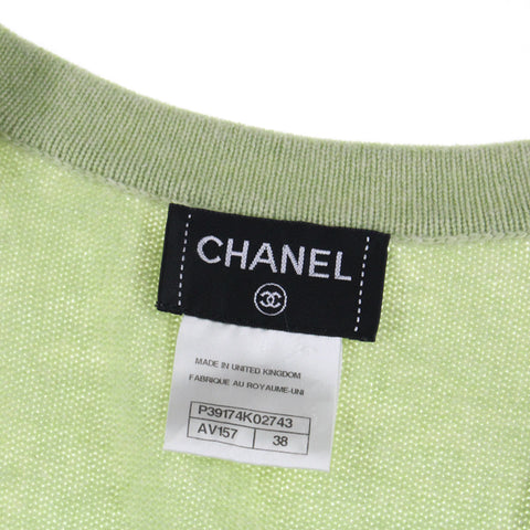 Chanel Chanel Cassima Drehen Sie die lange Strickjacke Green P3032 ab