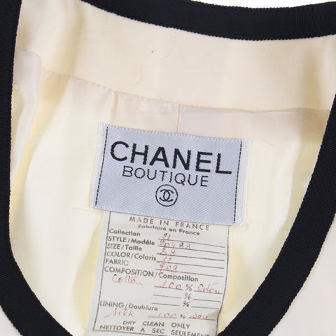 シャネル CHANEL バイカラー ブレード ジャケット スカート スーツ 38 ホワイト P3036