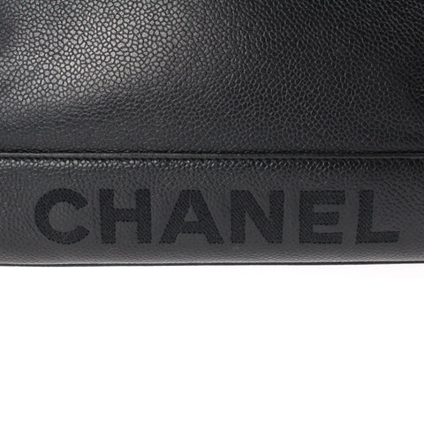 シャネル CHANEL キャビアスキン ロゴ チェーン セミ ショルダーバッグ 4番台 レザー ブラック P3057