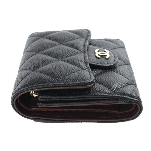 Chanel Chanel Caviar Skin Matrasse dreifache Brieftasche 28 Serie Black P3067