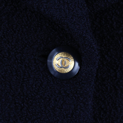 シャネル CHANEL ココボタン ツイード ジャケット スカート セットアップ ネイビー P3131
