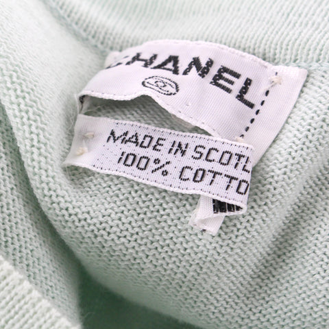 Chanel CHANEL Bicolor Knit One Piece Light Green x White P3134