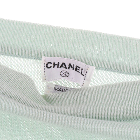 Chanel CHANEL Bicolor Knit One Piece Light Green x White P3134
