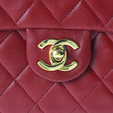 シャネル CHANEL ミニマトラッセ ターンロック チェーン ショルダーバッグ レザー レッド P3145