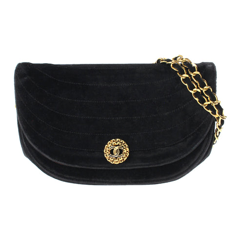 Chanel Chanel Semonken Coco Mark Chain Sac à bandoulière Velour noir P3153