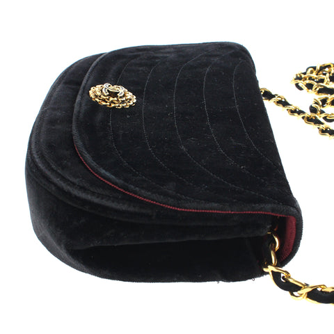 Chanel Chanel Semonken Coco Mark Chain Sac à bandoulière Velour noir P3153