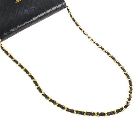 Chanel Pushlock Chain Sac à bandoulière en cuir noir P3157