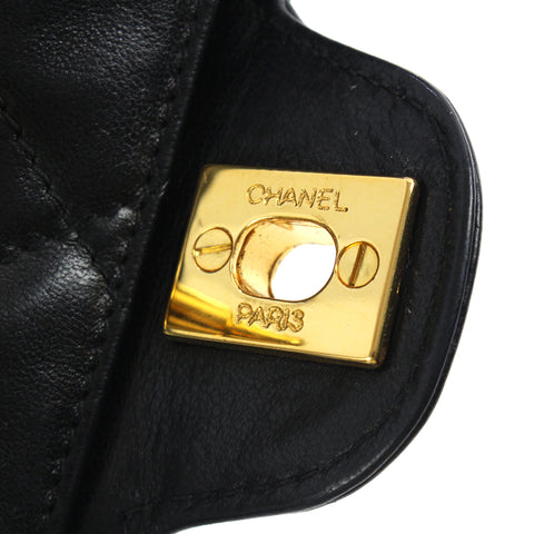 シャネル CHANEL マトラッセ ターンロック ショルダーバッグ 2番台 レザー ブラック P3164