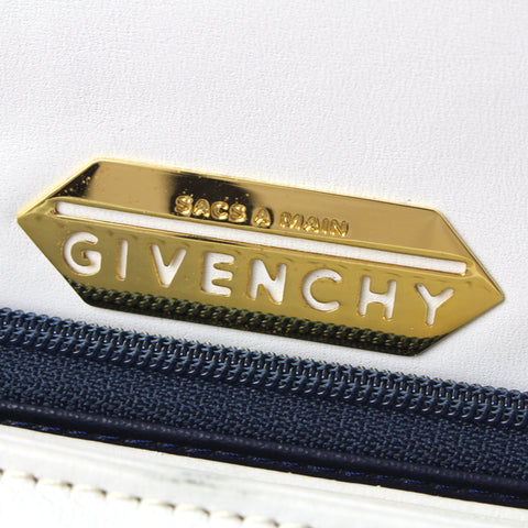 ジバンシィ GIVENCHY バイカラー トートバッグ ハンドバッグ レザー ネイビー×ホワイト P3209