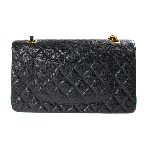 シャネル CHANEL キャビアスキン ダブルフラップマトラッセ チェーン ショルダーバッグ 6番台 レザー ブラック P3212