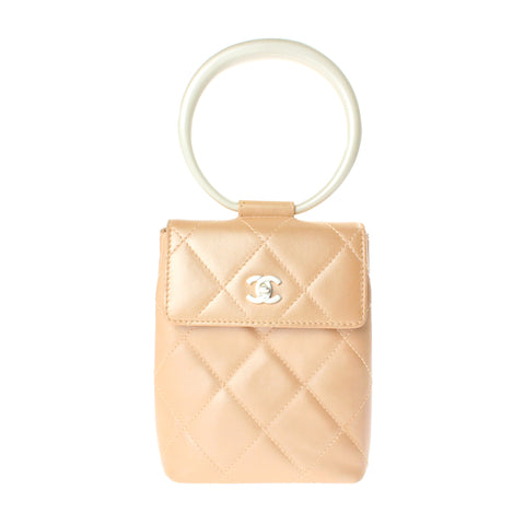 シャネル CHANEL マトラッセ プラハンドル ミニ ハンドバッグ 6番台 レザー ピンクベージュ P3217