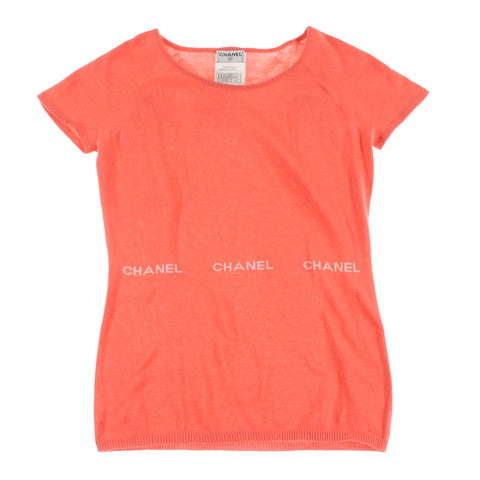 Chanel Chanel Logo tricot à manches courtes t -Shirt 04p Pink P3257