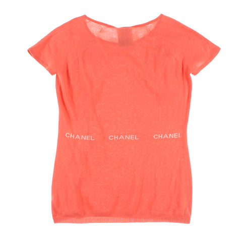 Chanel CHANEL Logo Knit Short Sleeve T -shirt 04P Pink P3257