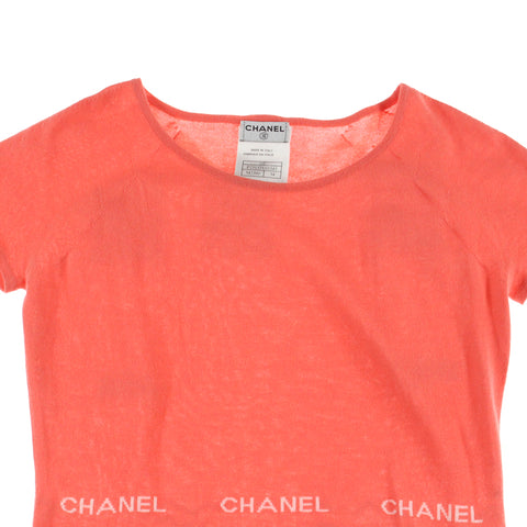 Chanel Chanel Logo Strick Kurzarm T -Shirt 04p Pink P3257