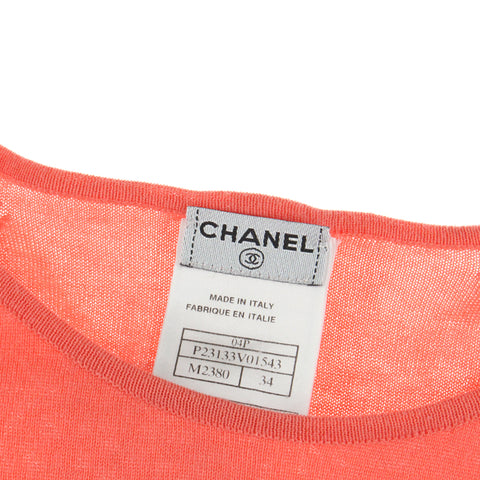 Chanel CHANEL Logo Knit Short Sleeve T -shirt 04P Pink P3257