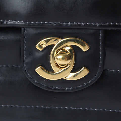 シャネル CHANEL ミニマト ココマーク ショルダーバッグ 3番台 パテントレザー ブラック P3264