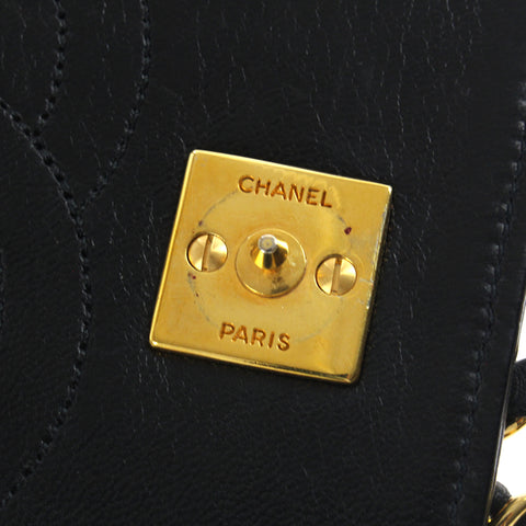 シャネル CHANEL フルフラップ マトラッセ チェーン ショルダーバッグ 2番台 レザー ブラック P3265