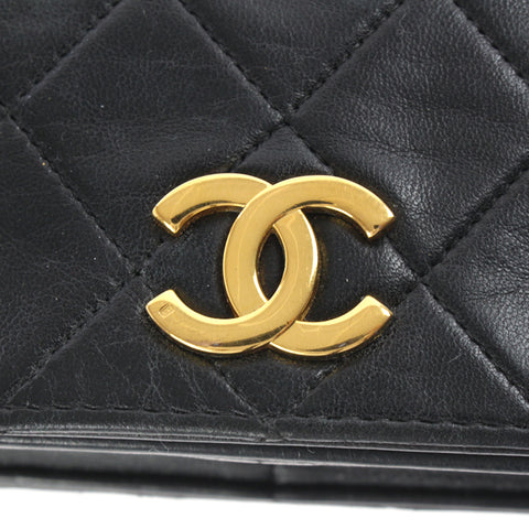 シャネル CHANEL フルフラップ マトラッセ チェーン ショルダーバッグ 2番台 レザー ブラック P3268