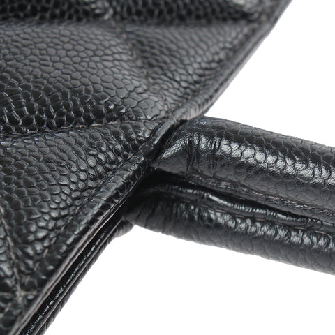 Chanel chanel caviaskin réimpression fourre-tout matrasse sac à main 6th en cuir noir p3902