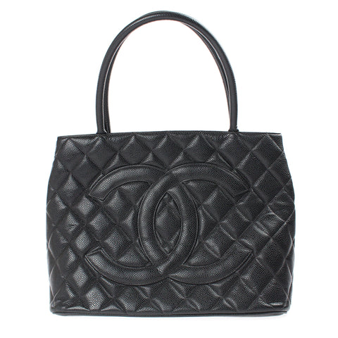 Chanel Caviar Skin Reprint Tote Matelasse Handbag No. 6 Leather Black P3902