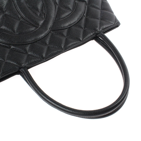 Chanel chanel caviaskin réimpression fourre-tout matrasse sac à main 6th en cuir noir p3902