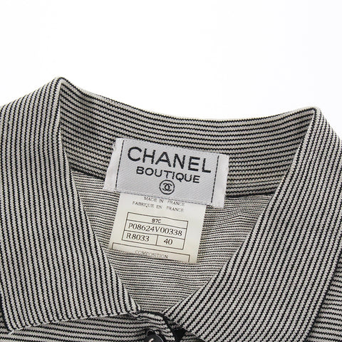 Chanel CHANEL Coco Bang Border Blouse Short Sleeve Shirt 97c Black