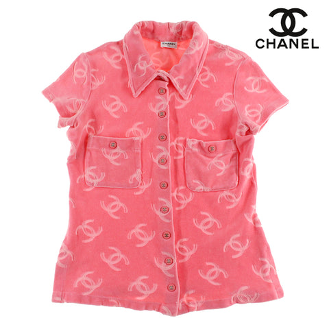 シャネル CHANEL ベロア ココマーク トップス  カットソー ピンク eit0176P4350